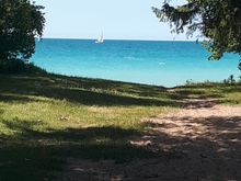 The public beach at the end of our road. 80 steps from our driveway and we are there!