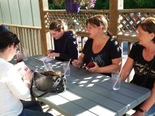 The ladies having a seat outside on the patio waiting for our table to be ready.