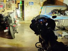 LP6 headlight, pointed into my garage on low beam. 