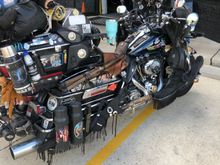 At the Harley Dealer in New Orleans I met the gentleman the owned this Harley. Retired Marine . 235,000 miles just put in his 2nd motor . He’s standing there on the right .