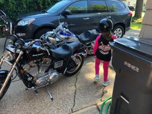 Our daughter is always ready for a ride.