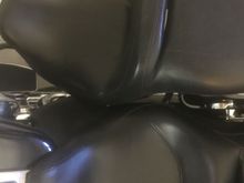 This is a top view of OEM (left) and reach seat.  Hard to tell with the pic, but there is a noticeable difference between the two seats.  I guess thats the whole point.