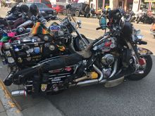A few of the more colorful bikes in town.  Guess these old guys have no need to worry about paint.