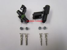 These are what I used. Got them from ebay. Cut the wire and put them under the seat. They work fantastic!  Speaker wire gauge I believe 14-16.