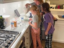 Mixing the ingredients. 