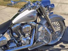 Nice custom Harley with highway bar mounted motorcycle speakers
