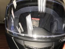 Face shield down with pinlock shield in place