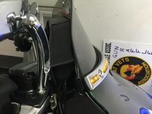 Harley's Windshield Pouch kit from the right side of the bike...