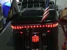 Here's the factory "run" mode: and note the LED laydown tail lamp replaced the incandescent version. The Air Wing rack LED and run/brake fender tip weren't installed yet.