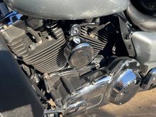 New horn cover - plain, round chrome matches my air cleaner cover on the other side. 