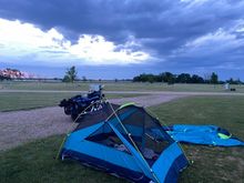 Some nights I got lucky and found a campground and setup my tent.  This was somewhere in MN.