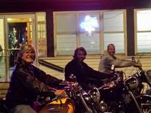 3 of us Shovelhead owners outside the "Monkeyfarm" bar in Old Saybook CT.