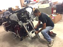 Terry at work on bike.