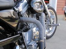 Side shot of the exhaust wrapped