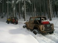 Playing in the snow outside of Portland