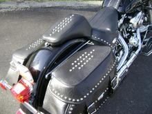 DSC00258. shows the stock rear seat I cut down and made a backrest for solo riding.