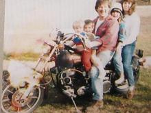 1981 FXS - My 1st Harley taken about 1986 after changing the color from black to '71 caddy russet brown metallic.  Alot of confusion over this 4 spd shovel purchased in '81 as an FXRS, the same year the moco rolled out a 5 spd FXRS II rubber mount.