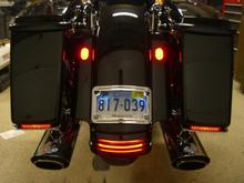 Just finished the rear end of my 06. Filled in fender my fender and made custom lights, all LED. (lights On)