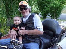 Kyle and Poppa On The Harley 17 July 2008
