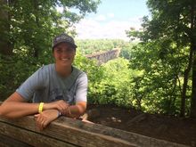 While at lynchburg's city park, we found a nice bench with a view of an old RR bridge.