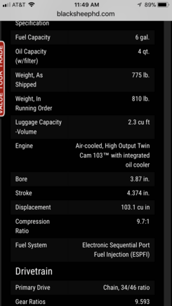 Not tryin to step on anyones toes but every thing ive ever read says regular 103 is 9.6:1 14’ and up ho 103 is 9.7:1 and twin cooled which is 14’ to 16 is advertised 10:1 this photo is from specs on a 2016 street glide 103 ho at 9.7:1 from a harley dealer . Thanks for the help im young an just learning .