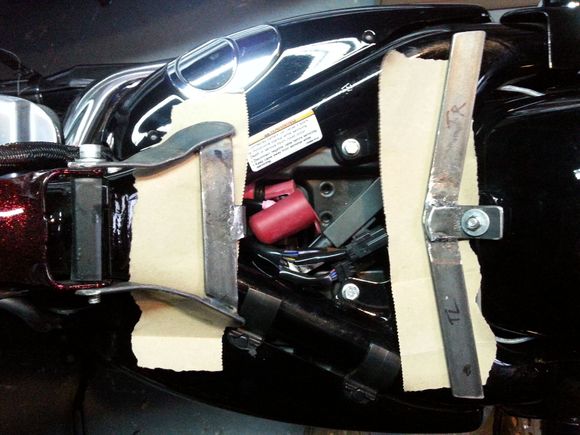 The brackets on the frame, all reversible, did not want to drill nor weld anything into the frame.