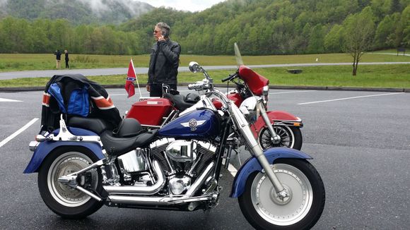 Louis (Bernie) somewhere between Gatlinburg TN and Cherokee, NC in the rain 4.22.16