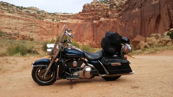 down the dry river beds in Capital Reef National Park...yep she's the enduro model...