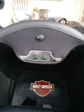 There are two small speakers hidden behind the speaker cloth. Volume controls and station up/down button for the sidecar.