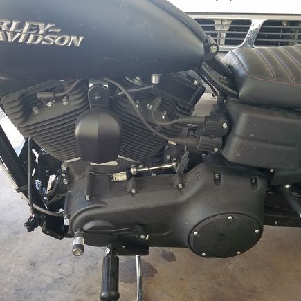 The left aide of my bike. Disregard the two connector caps sitting on the primary cover. They were in the female 4 pin o2 sensors. Just olugs to keep out dirt and moisture.

I posted this pic so someone could ket me know if my front cylinder wires get ran on the left side?
