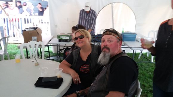 Jenny & Dave relaxing in the beer tent.
