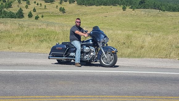 My son Ben on his FLHTCI I bought new