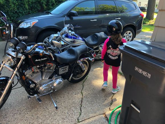 Our daughter is always ready for a ride.