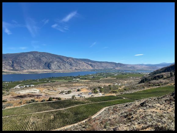 … on the west side of Osoyoos looking back… This is where I peeled off three layers… That lasted about an hour… And then I put the electric vest back on and kept it on all the way home… Cycling it of & on in the mountains as necessary…