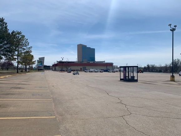 Riverspirit Casino parking lot on the Arkansas River in south Tulsa, OK. 