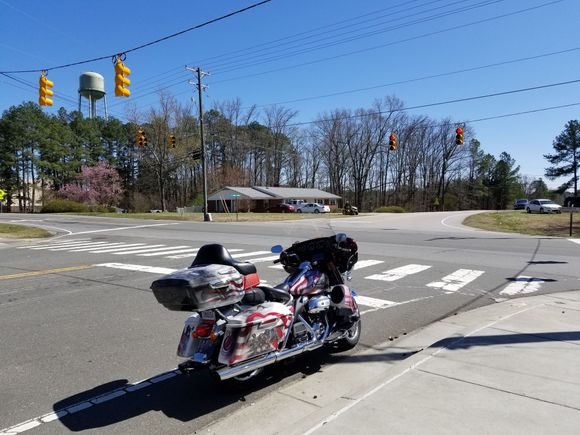 They blend in well don't they.  Hopefully you can see him.  Yep I stopped right there in the ole intersection.  Now if accepted next challenge your bike in the country near an ole barn,hayloft, tobacco shed.  Anything looking old......HAVE FUN