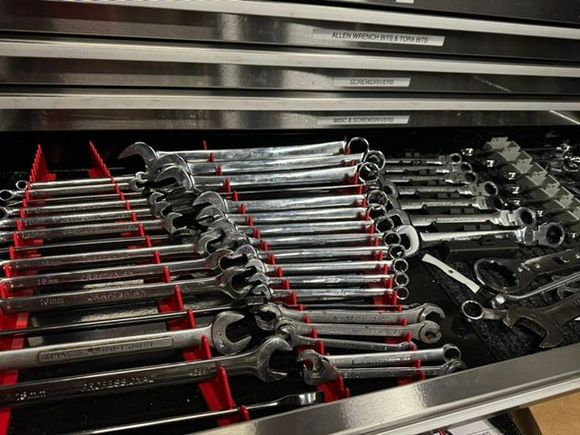 Variety of wrench's, need to straighten the drawer up some.