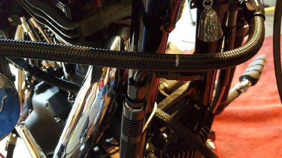 One end completed - measuring / marking in preparation to make other end - for proper length - mark hose where the hose nut meets the hose end