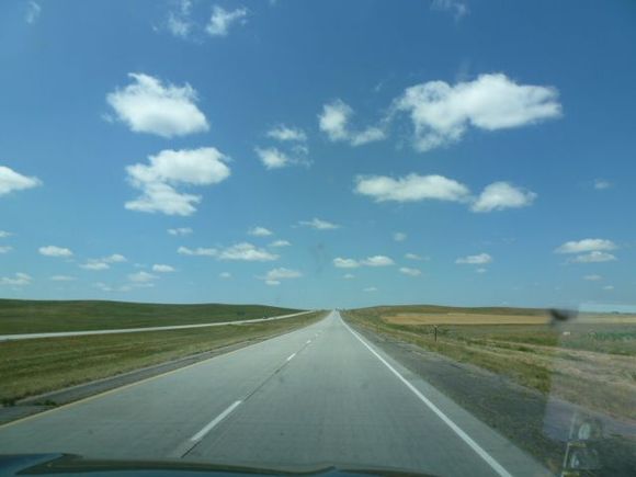 The desolate I-90 somewhere east of Rapid City, SD.