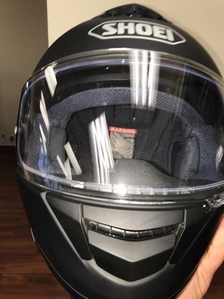 Face shield down with pinlock shield in place