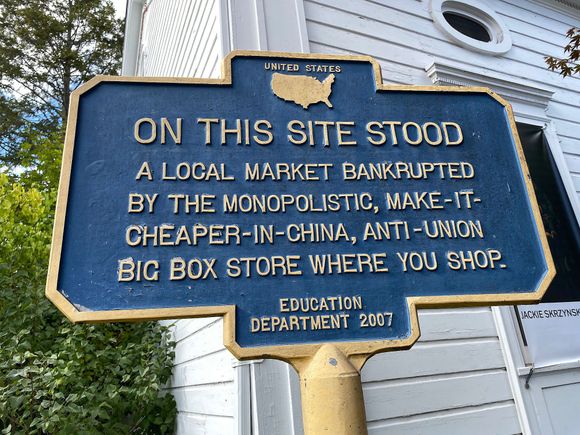 Sign on the main drag in Woodstock, NY
