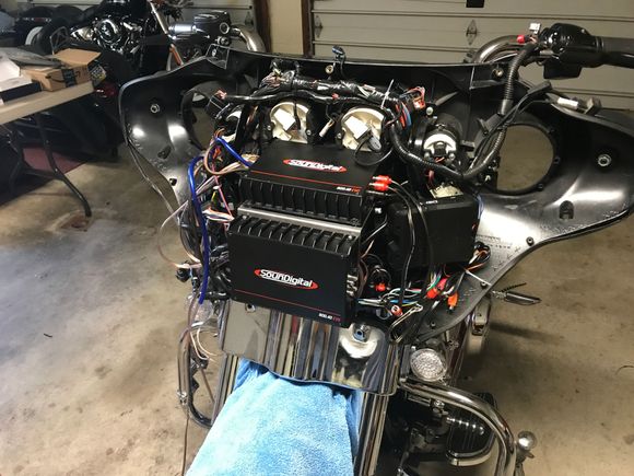 Just mounted on an L bracket off the fairing support bracket. Just have to get the angle right for the fairing to seal up