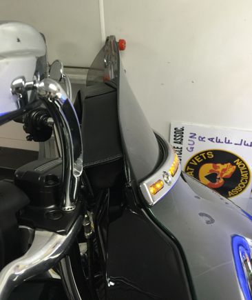 Harley's Windshield Pouch kit from the right side of the bike...