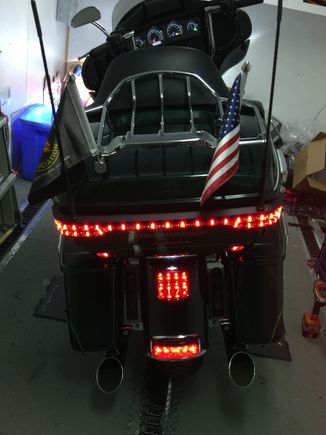 Here's the factory "run" mode: and note the LED laydown tail lamp replaced the incandescent version. The Air Wing rack LED and run/brake fender tip weren't installed yet.