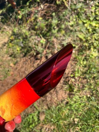 This photo is out of order to show how close the Metalcast paint matches the red candy on the wheels. I’m super happy that it comes so close to matching. It’s not perfect, but it’s pretty darn close. The exhaust tip in this pic is in the sun, however, and the wheel is not.