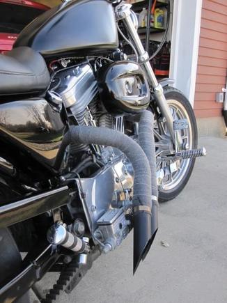 Side shot of the exhaust wrapped