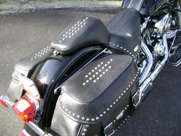 DSC00258. shows the stock rear seat I cut down and made a backrest for solo riding.
