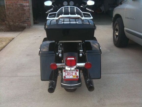09 FLHT Standard with solo chopped tour pak.
Optional Air-Wing rack with LED light bar.
