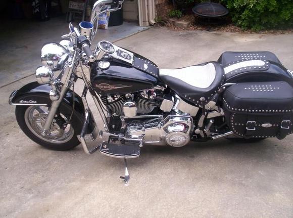 left side - better view of custom seat - white gator added to middle of Mustang solo seat and fender bib.