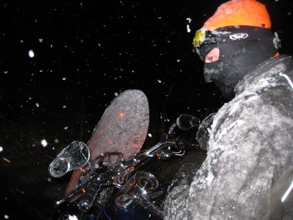snow sticking to Dave (dwe.61) and his motorcycle.

Show Low, AZ